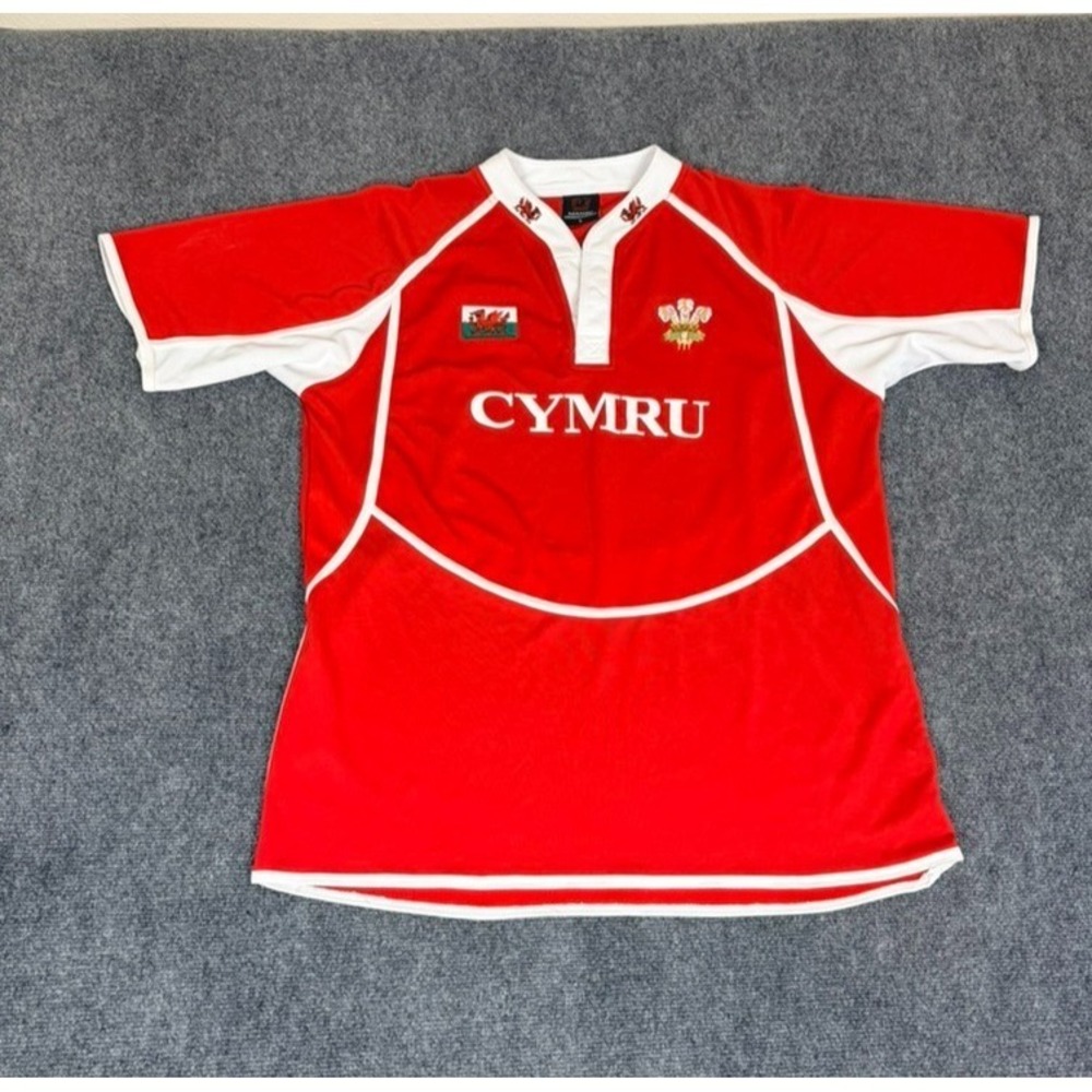 Manav ‎ Wales National Rugby Union Team CYMRU Short Sleeve Jersey Red Size L